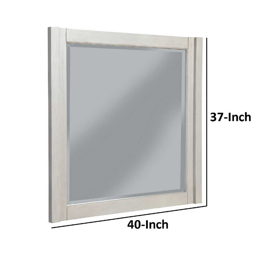 Rue 37 x 40  Rectangular Dresser Mirror, Mahogany Wood Frame, Light Gray