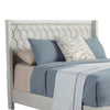Rue California King Sized Bed, Mahogany Wood, Honeycomb Pattern, Light Gray
