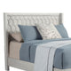 Rue California King Sized Bed, Mahogany Wood, Honeycomb Pattern, Light Gray