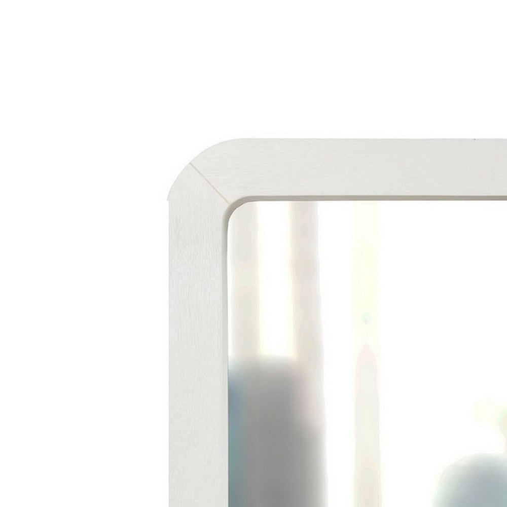 Neo 37 x 40 Rectangular Dresser Mirror, Mahogany Wood, Crisp Off White