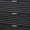 Rexi 34 Inch 3 Drawer Small Dresser Chest, Honeycomb Panels, Black, Gold