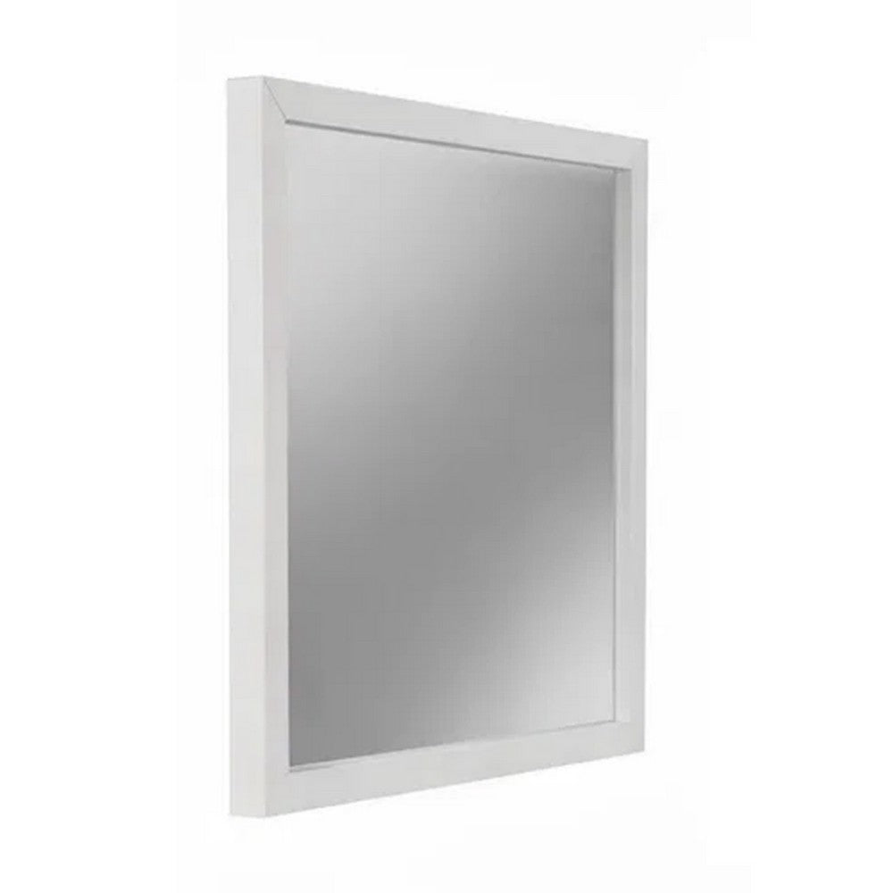 Rexi 37 x 40 Rectangular Dresser Wall Mirror, Mahogany Wood, White Frame