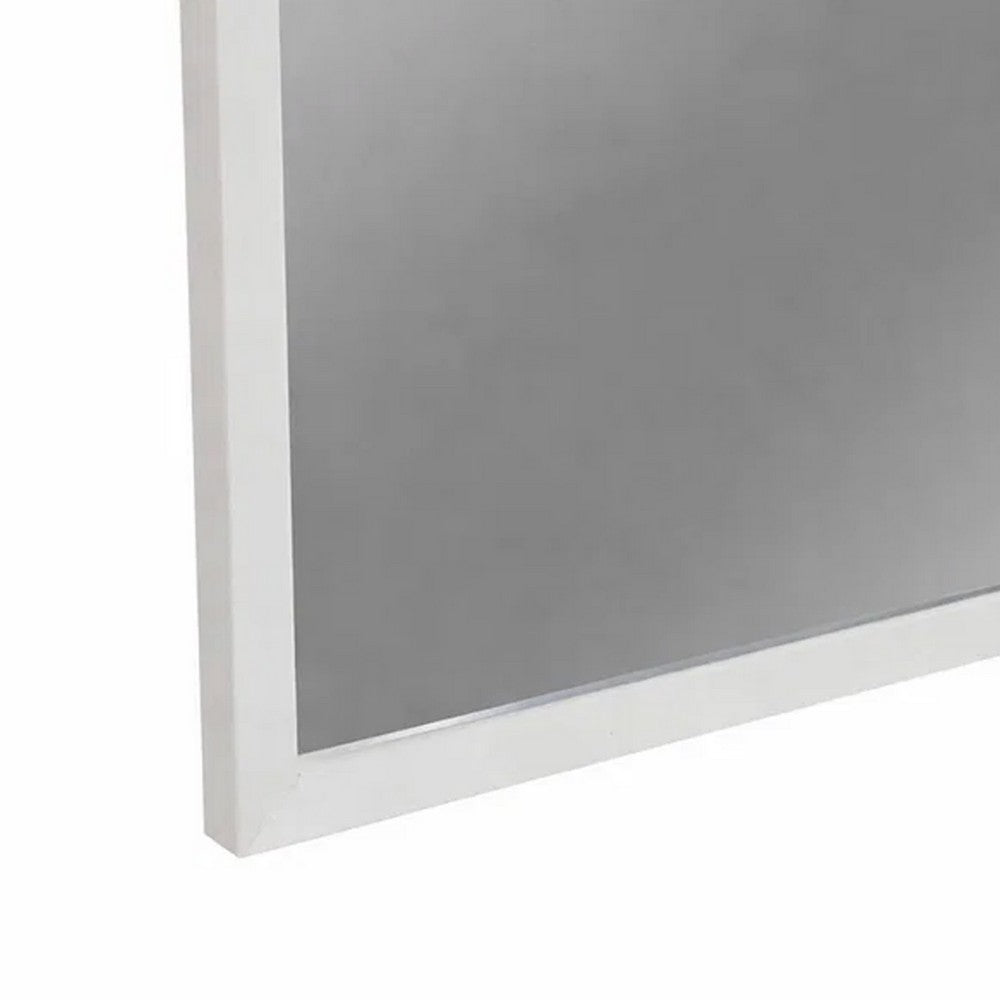 Rexi 37 x 40 Rectangular Dresser Wall Mirror, Mahogany Wood, White Frame