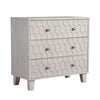 Rue 36 Inch 3 Dresser Drawer Chest, Textured Honeycomb Design, Light Gray