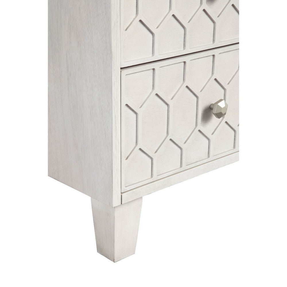 Rue 36 Inch 3 Dresser Drawer Chest, Textured Honeycomb Design, Light Gray