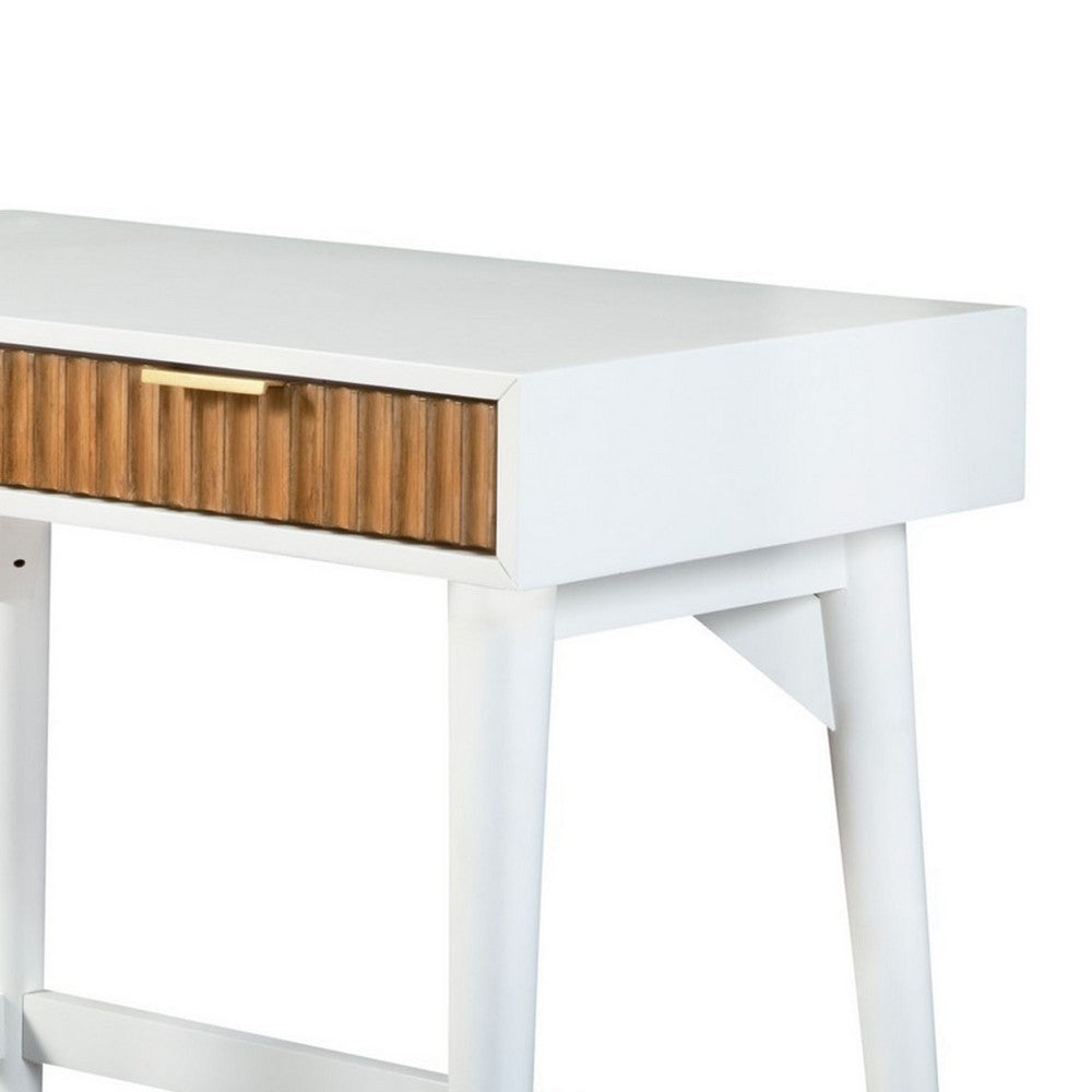 Eli 36 Inch 2 Drawer Home Office Desk, Mahogany Wood, Brown White