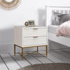 Rexi Nightstand | 26" | 2 Drawers | Honeycomb | Mahogany Wood | White Gold