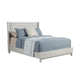 Rue King Sized Bed, Mahogany Wood, Honeycomb Pattern Texture, Light Gray