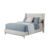 Rue King Sized Bed, Mahogany Wood, Honeycomb Pattern Texture, Light Gray