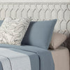Rue King Sized Bed, Mahogany Wood, Honeycomb Pattern Texture, Light Gray