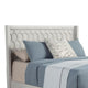 Rue King Sized Bed, Mahogany Wood, Honeycomb Pattern Texture, Light Gray