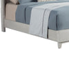Rue King Sized Bed, Mahogany Wood, Honeycomb Pattern Texture, Light Gray