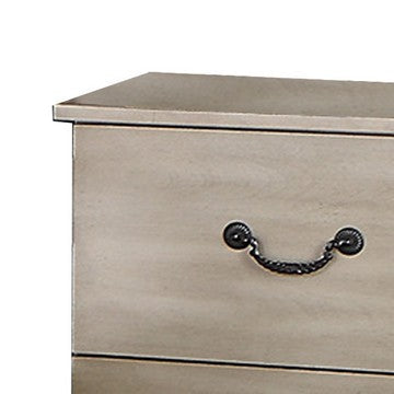 Bran 27 Inch Modern 2 Drawer Nightstand Pine Wood Grains Light Brown BM284303