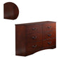 Bran 54 Inch 6 Drawer Dresser Pine Wood Grain Details Cherry Brown By Casagear Home BM284309