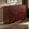 Bran Dresser | 54" | 6 Drawers | Pine Wood | Grain Details | Cherry Brown
