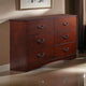 Bran Dresser | 54" | 6 Drawers | Pine Wood | Grain Details | Cherry Brown