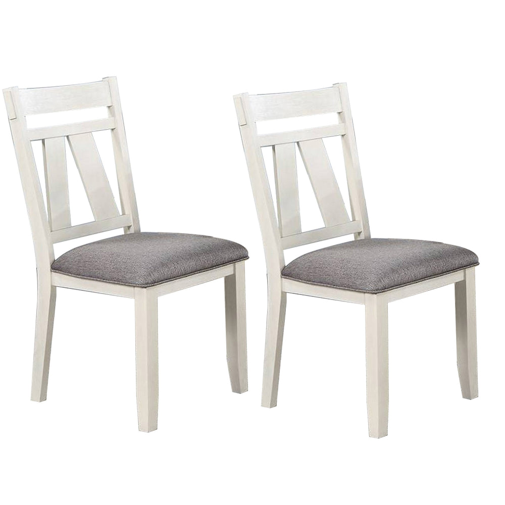 Lexi 24 Inch Classic Dining Side Chair Padded Seat Set of 2 Gray White By Casagear Home BM284312