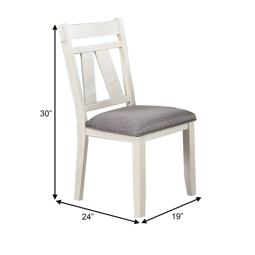 Lexi 24 Inch Classic Dining Side Chair Padded Seat Set of 2 Gray White By Casagear Home BM284312