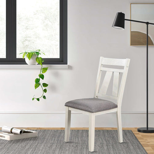 Lexi Classic Dining Side Chair | 24" | Padded Seat | Set of 2 | Gray White