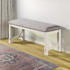Lexi Dining Bench | 50" | Fabric Padded Seat | Rubberwood | Gray White