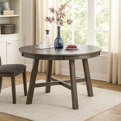 Lexi Classic Round Dining Table | 48" | Rubberwood | Dark Gray