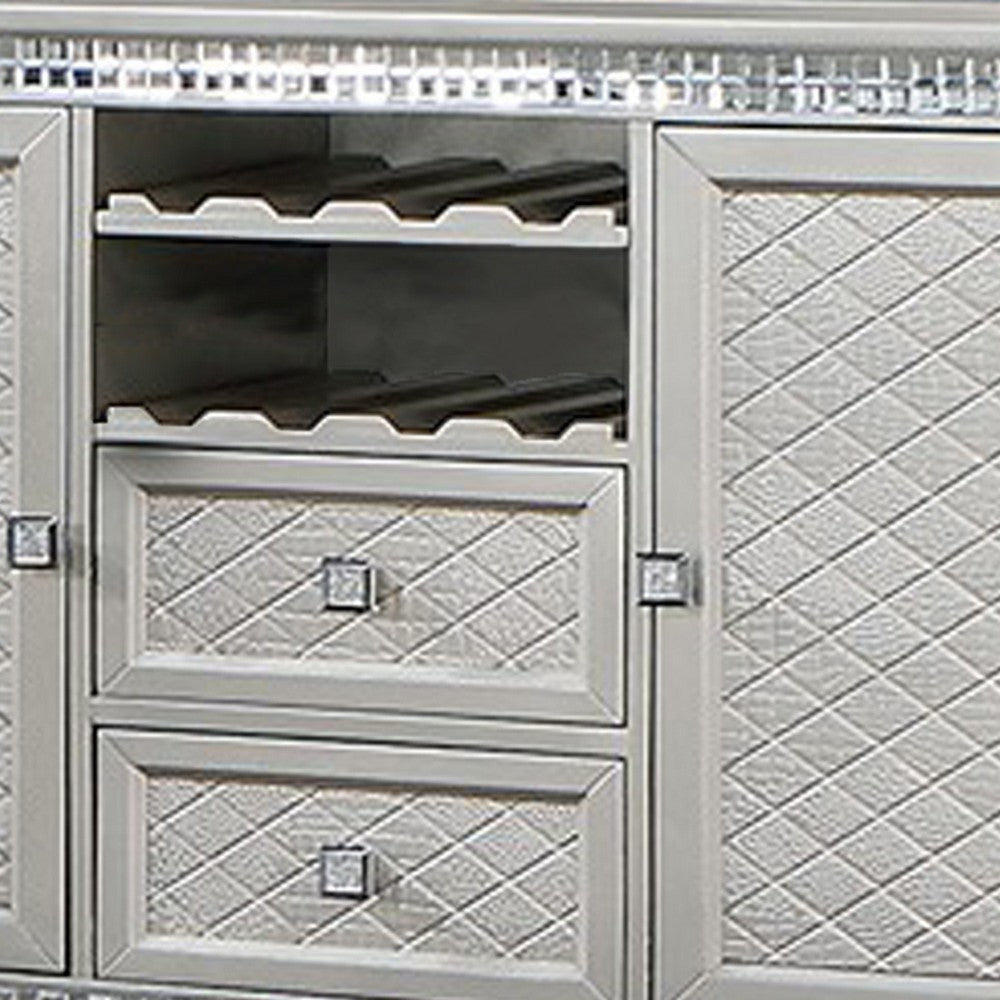 Neil 55 Inch Sideboard Buffet Cabinet Console 2 Doors Crystal Silver BM284321