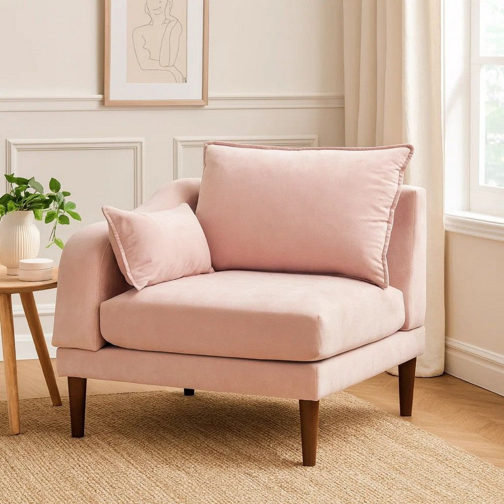 Rio Modular Single Arm Corner Chair | 33" | 2 Lumbar Cushions | Blush Pink