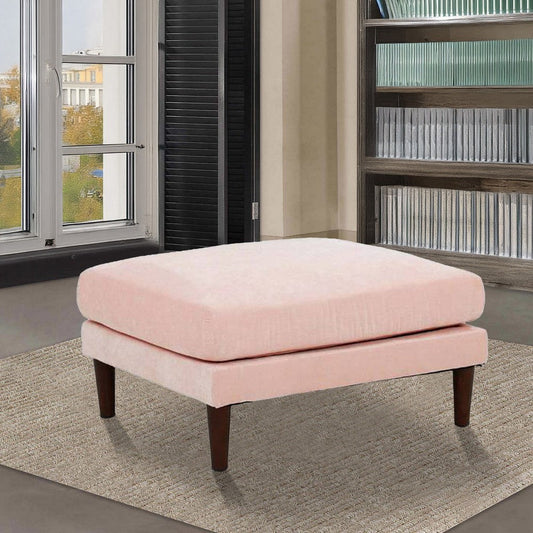 Rio Modular Ottoman | 32" | Box Cushion Seat | Wood Legs | Blush Pink