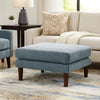 Rio Modular Ottoman | 32" | Box Cushion Seat | Wood Legs | Slate Blue Fabric