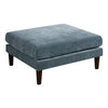 Rio Modular Ottoman | 32" | Box Cushion Seat | Wood Legs | Slate Blue Fabric