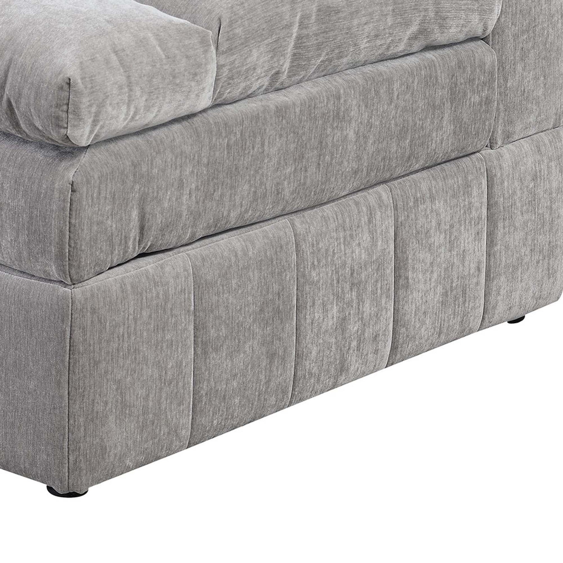 Luna 33 Inch Modular 1 Arm Corner Chair Triple Plush Cushioned Seat Gray By Casagear Home BM284328