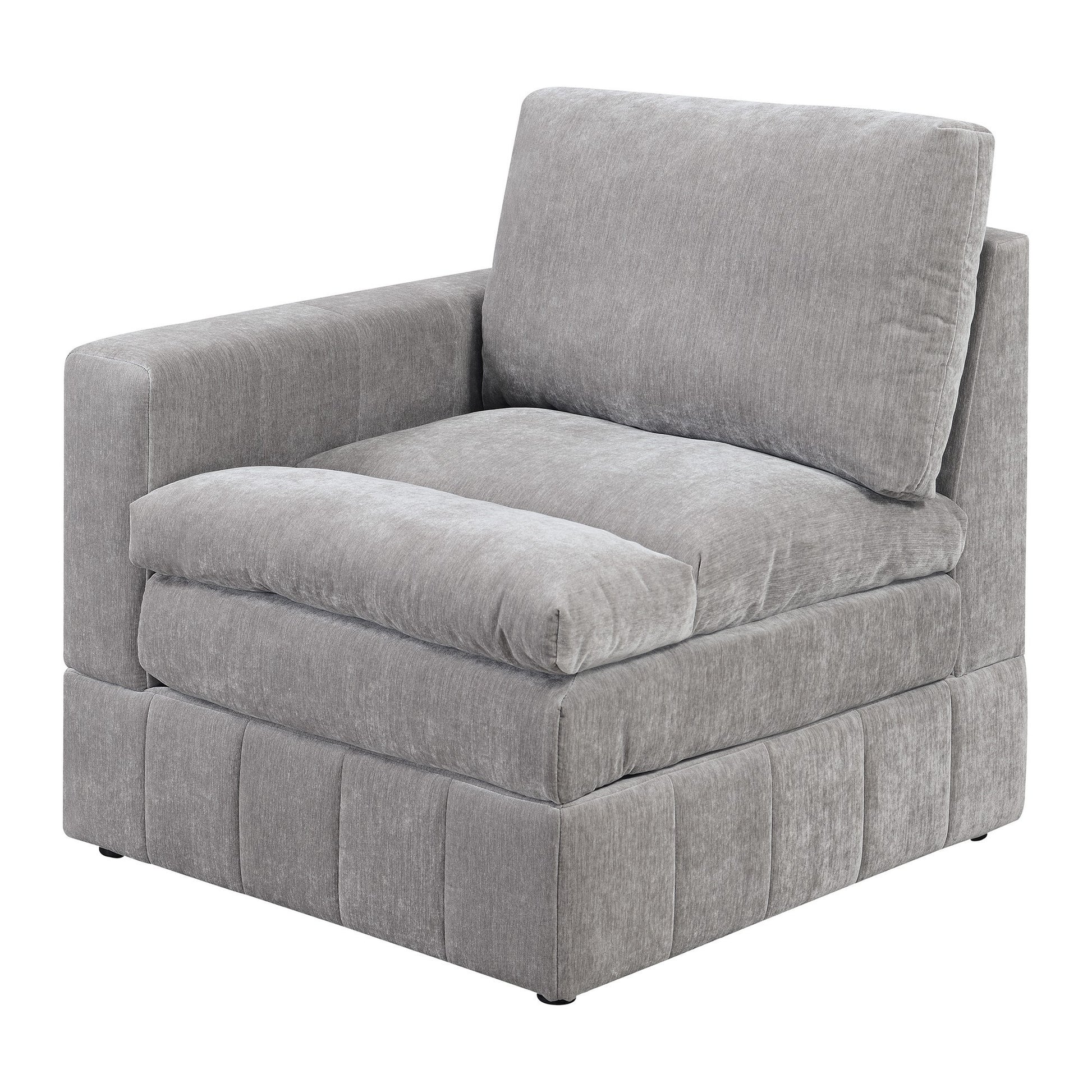 Luna 33 Inch Modular 1 Arm Corner Chair Triple Plush Cushioned Seat Gray By Casagear Home BM284328