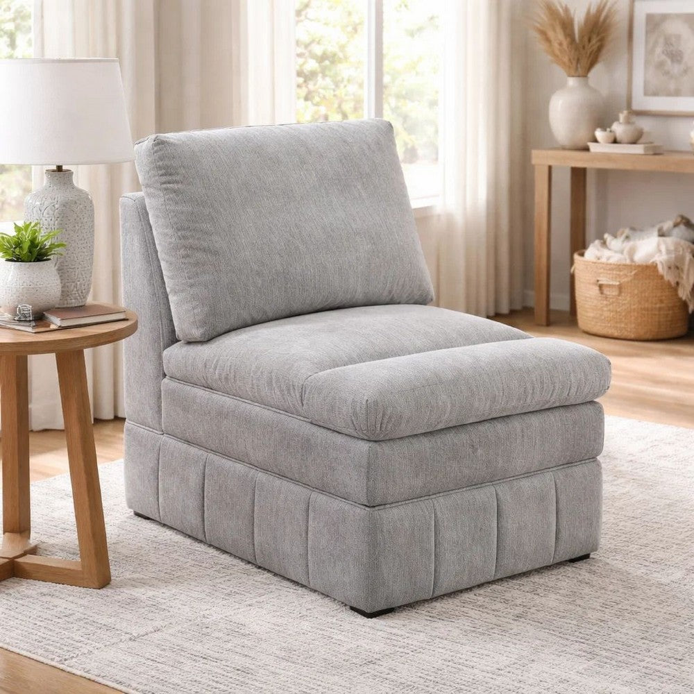 Luna Modular Armless Chair | 35" | Triple Plush Seat | Gray