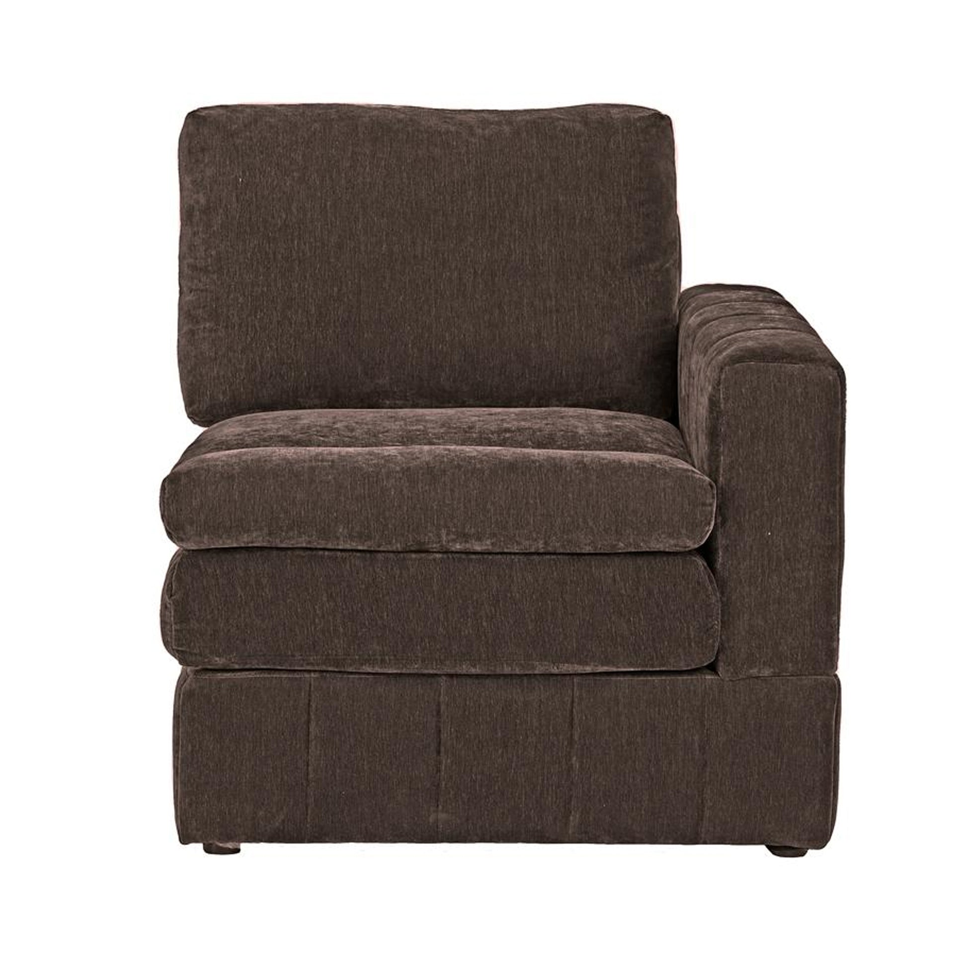 Luna 33 Inch Modular 1 Arm Corner Chair Triple Plush Cushion Seat Brown By Casagear Home BM284331