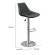 Carl 25-29 Inch Vegan Faux Leather Bar Stool Adjustable Height Gray Seat By Casagear Home BM284345