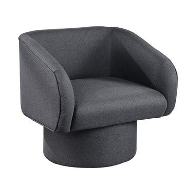 Tim 30 Inch Fabric Upholstered Accent Chair, 360 Swivel Seat, Gray
