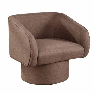 Tim 30 Inch Fabric Upholstered Accent Chair, 360 Swivel Seat, Brown