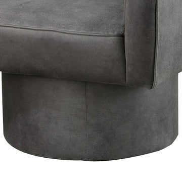 Kate 30 Inch Accent Chair 360 Swivel Seat Vegan Faux Leather Dark Gray By Casagear Home BM284349