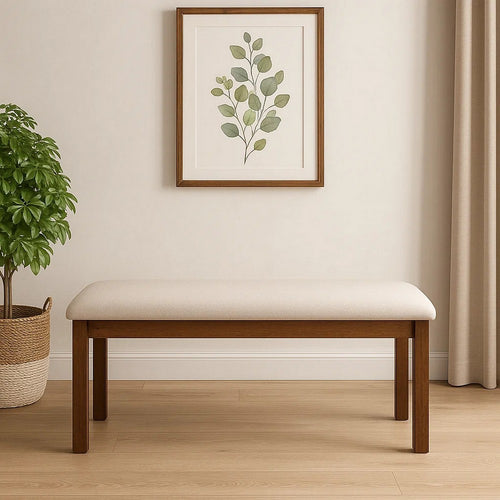 Luna Dining Bench | Upholstered | Ivory Brown Fabric | 48"
