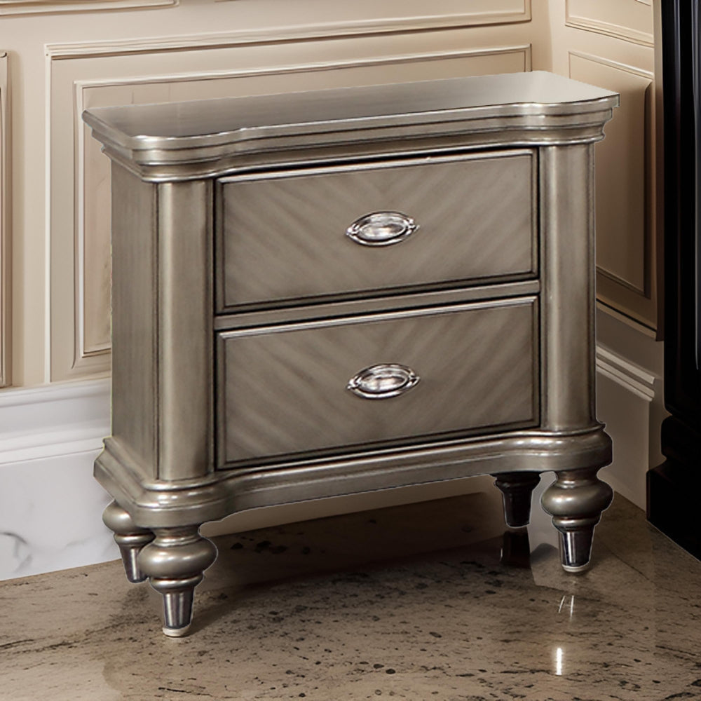 Ada Nightstand | 2 Drawer | Chevron Design | 28" | Brown