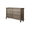 Ada 64 Inch Classic 6 Drawer Dresser, Pine Wood, Chevron Pattern, Brown