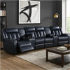 Max 5 Piece Manual Recliner Sectional Set, Vegan Faux Leather, Navy Blue