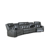 Max 5 Piece Modern Manual Recliner Sectional Set, Gray Vegan Faux Leather