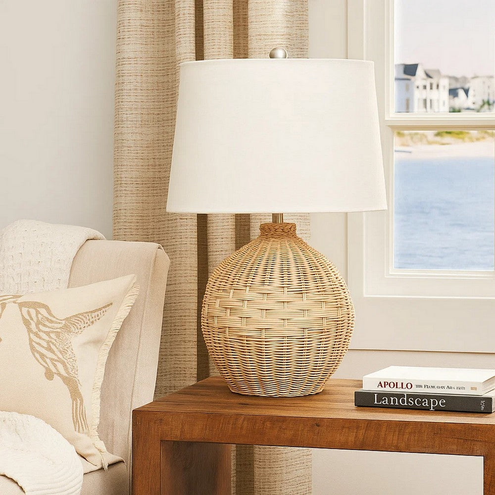 Cape Table Lamp | 22" | Rattan | Linen Shade | Brown