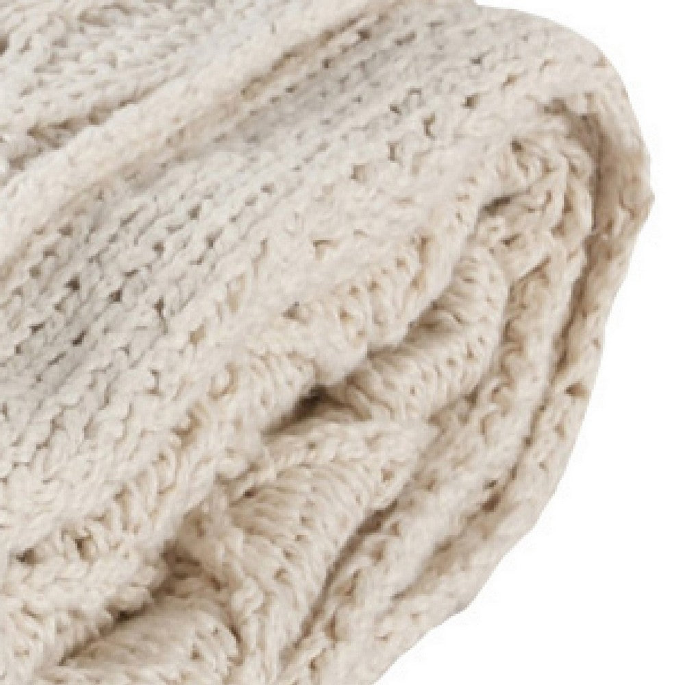 Lyla Throw Blanket | 50" | Cotton | Knitted Diamond Pattern | White