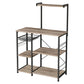 52 Inch Wood Bakers Rack Kitchen Shelf 6 Hooks Workstation Brown Black By Casagear Home BM284576