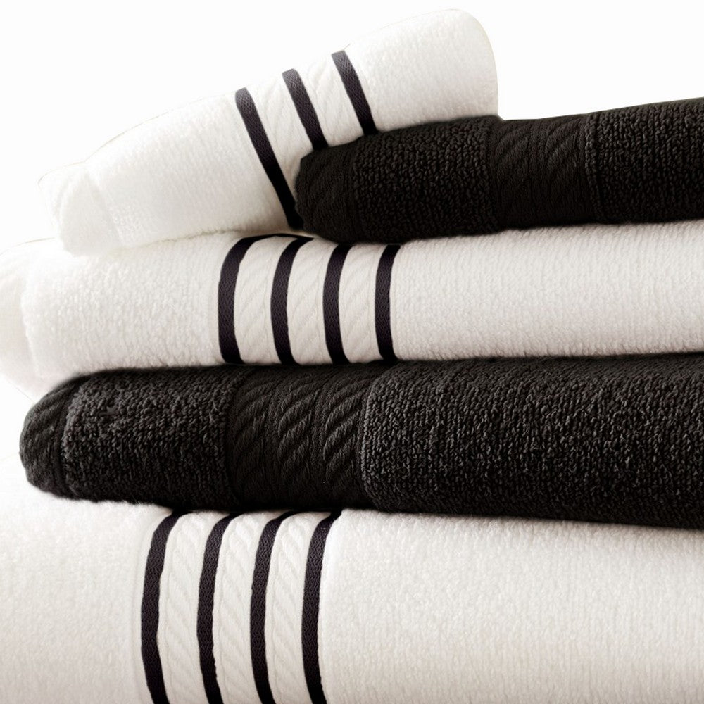 Dana Towel Set | 6 Piece | Egyptian Cotton | Stripe Design | Black White BM284580