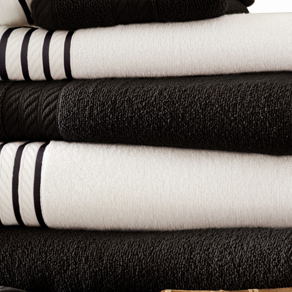 Dana Towel Set | 6 Piece | Egyptian Cotton | Stripe Design | Black White BM284580