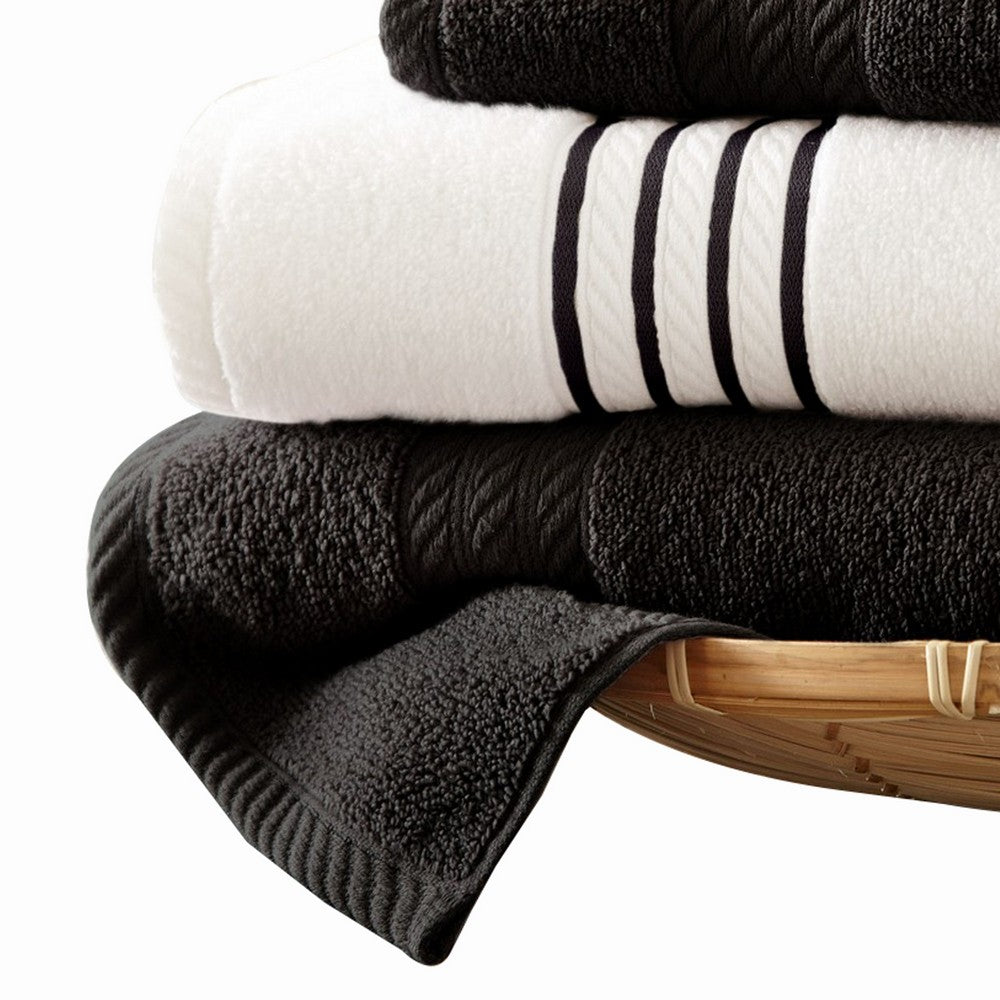Dana Towel Set | 6 Piece | Egyptian Cotton | Stripe Design | Black White BM284580