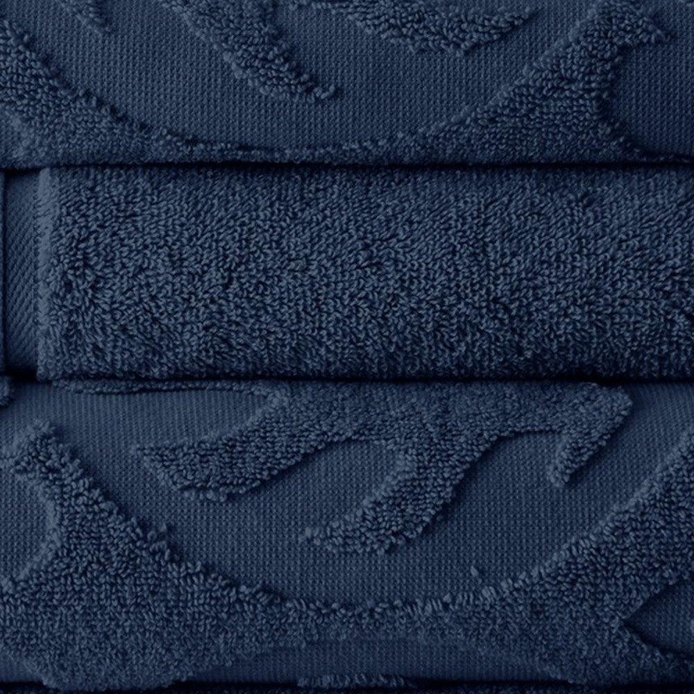 Oya Towel Set | 6 Piece | Egyptian Cotton | Medallion Pattern | Navy Blue